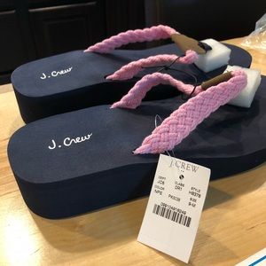 J Crew wedge pink braid flip flop brand new size9
